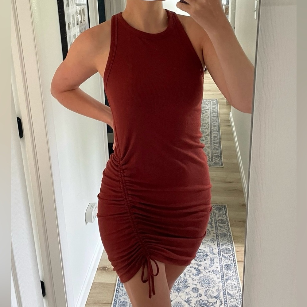 Old Navy Sleeveless Ruched Mini Dress in Deep Red